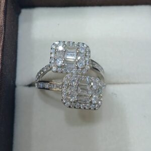 Twin Radiance Baguette Silver Ring