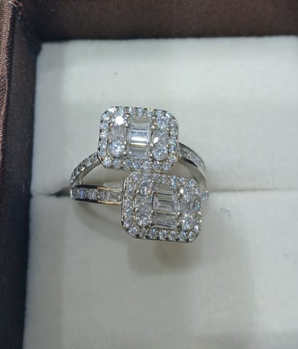 Twin Radiance Baguette Silver Ring