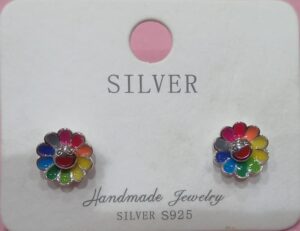 Rainbow Bloom Silver Studs